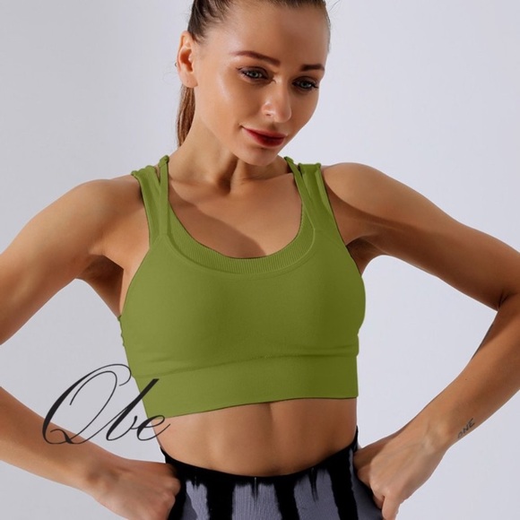 Seamless Double layer Sports Bra Crop Tank Top - Picture 2 of 4